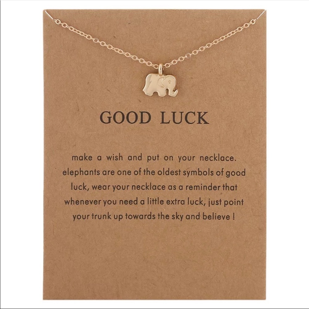 Gold boho elephant necklace